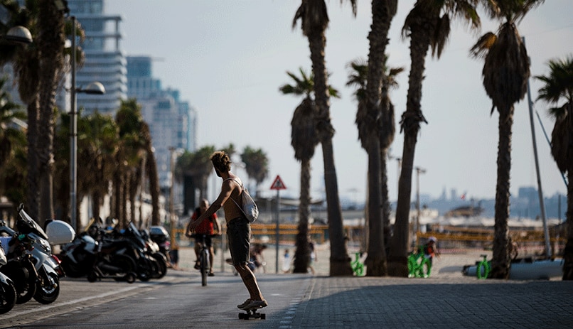 Riding along the beach - Tel Aviv promenade