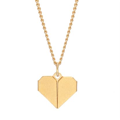 Picture of Tiny Origami Heart Necklace - SHLOMIT OFIR Tiny Origami Heart Necklace