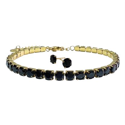 Picture of BLACK STONE TENNIS BRACELET WITH COMPLEMENTARY MATCHING STUD EARRINGS HAGAR SATAT