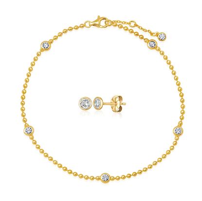 Picture of CRISLU GOLD BEZEL ANKLET AND EARRING SET
