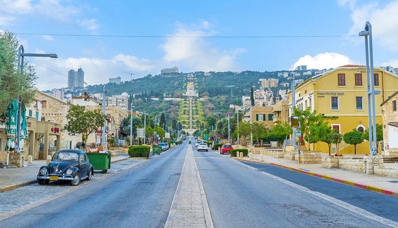 La route qui mene au Jardins Bahaï de Haïfa