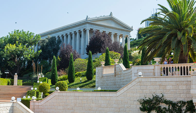 A temple in the Bahai Gardens in Haifa
