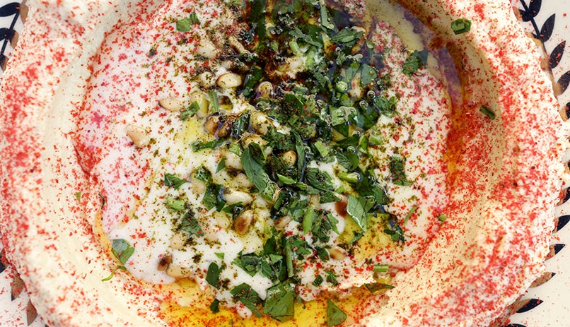 Hummus with tahini in Jewish restaurant