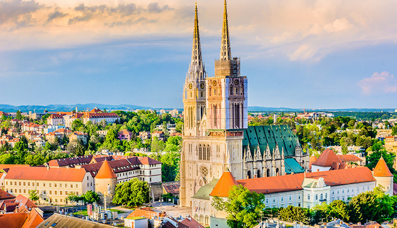 Aerial view on cathedral in Zagreb