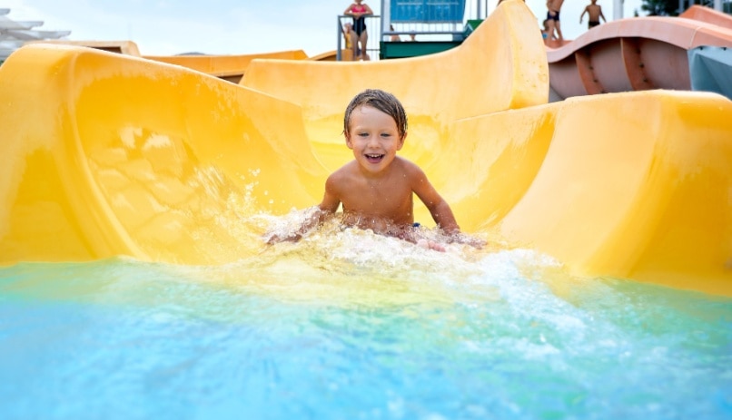 child in water park
